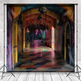 Aperturee - Aperturee Abandoned Funhouse Hallway Photography Backdrop Colorful Graffiti for Grungy Photos Carnival Themed Studio